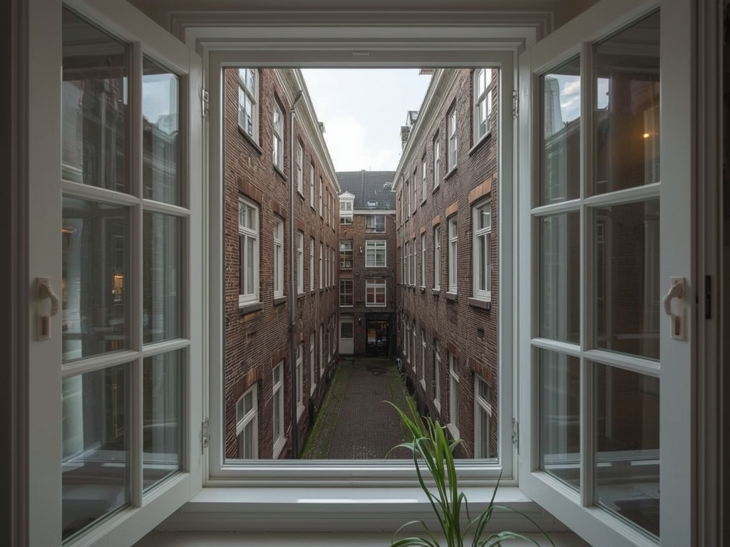 Interieur van een woonkamer in Schipluiden met uitzicht op de polder door een nieuw kunststof kozijn