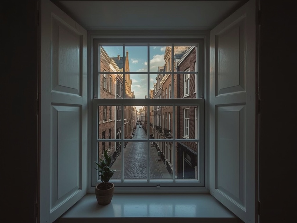 Interieur woonkamer met uitzicht door kunststof kozijnen op groene tuin in Zoetermeer