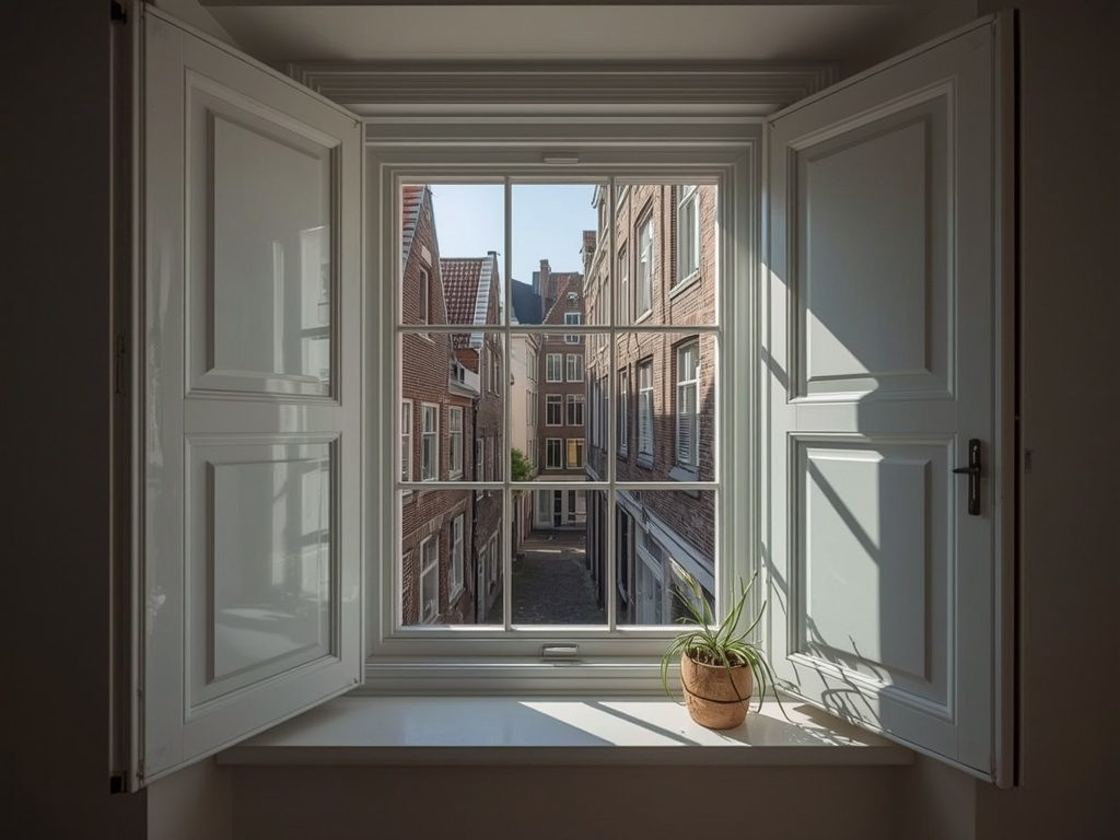 Interieur van een woning in Nootdorp met uitzicht op tuin door nieuwe kunststof kozijnen