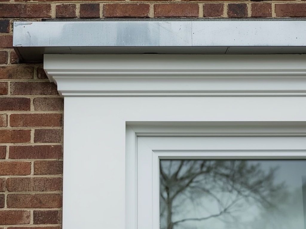 Close-up witte kunststof kozijn met hardstenen vensterbank op Pijnackerse baksteengevel