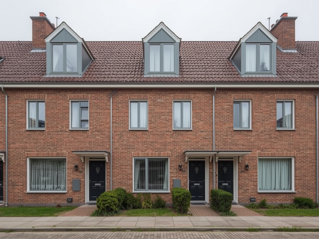 Rijtjeswoningen in Schipluiden uitgerust met nieuwe witte kunststof kozijnen