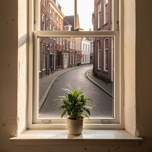 Interieur woonkamer Pijnacker met uitzicht door kunststof schuifpui naar landelijke tuin
