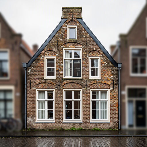Historisch pakhuis Maassluis met nieuw geplaatste witte kunststof kozijnen aan de Waterweg
