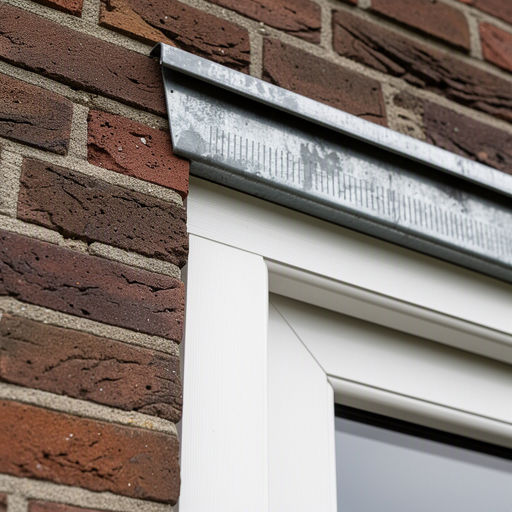 Detailopname van een wit kunststof kozijnprofiel met duurzame dorpel op een Nootdorpse gevel