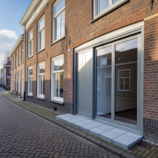 Monteur plaatst een kunststof schuifpui bij een woning in Delft