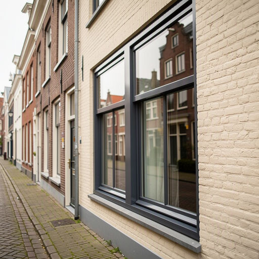 Antraciet kunststof kozijnen aan een gerenoveerde woning