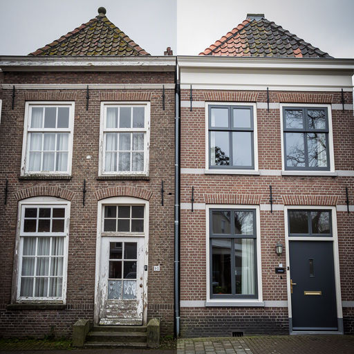 Monteur plaatst kunststof kozijnen bij een woning in Delft