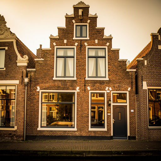 Kunststof kozijnen aan de voorgevel van een rijtjeshuis in Delft
