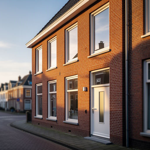Kunststof kozijnen aan de voorgevel van een woning in Delft
